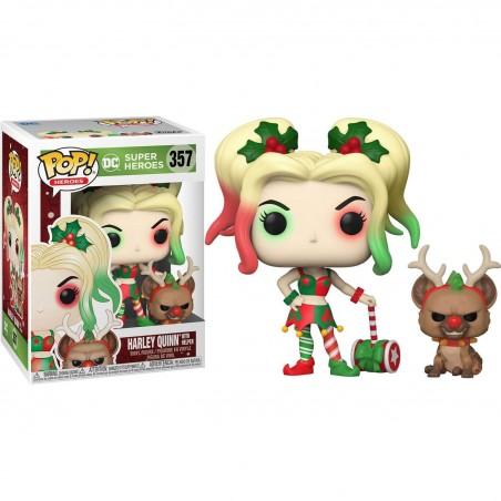 Funko POP Harley Quinn con Helper Navidad 357 DC Comics