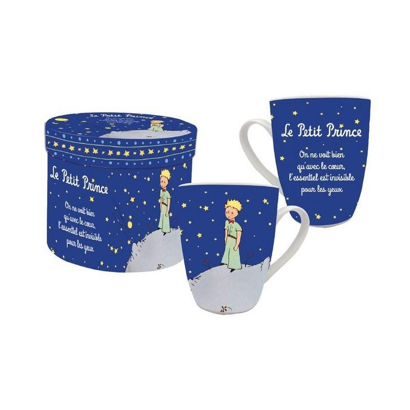 taza el principito azul marino con frase con caja de regalo