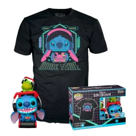 Set camiseta (M) Funko POP Stitch gamer con rana