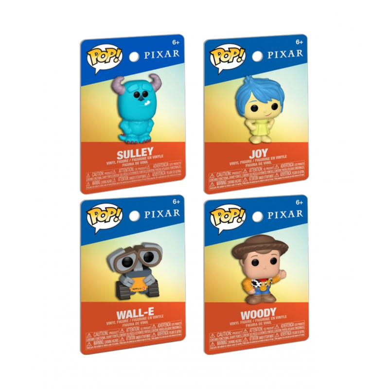 Funko POP! PVC Pin Sulley, Joy, Wall-E y Woody (Display de 12) - Pixar
