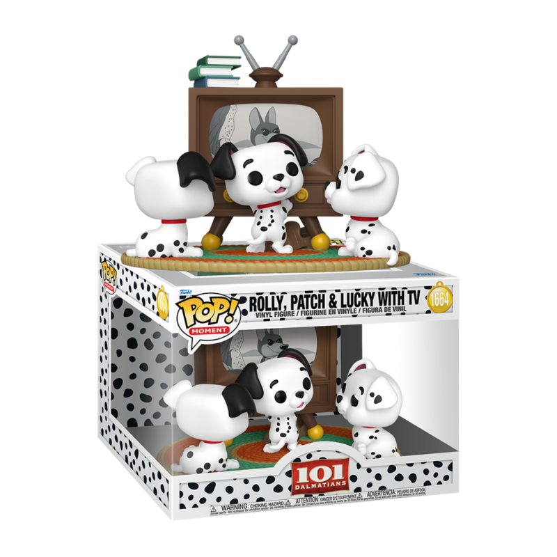 Funko POP Momento Rolly, Patch y Lucky con TV 1664 101 Dálmatas