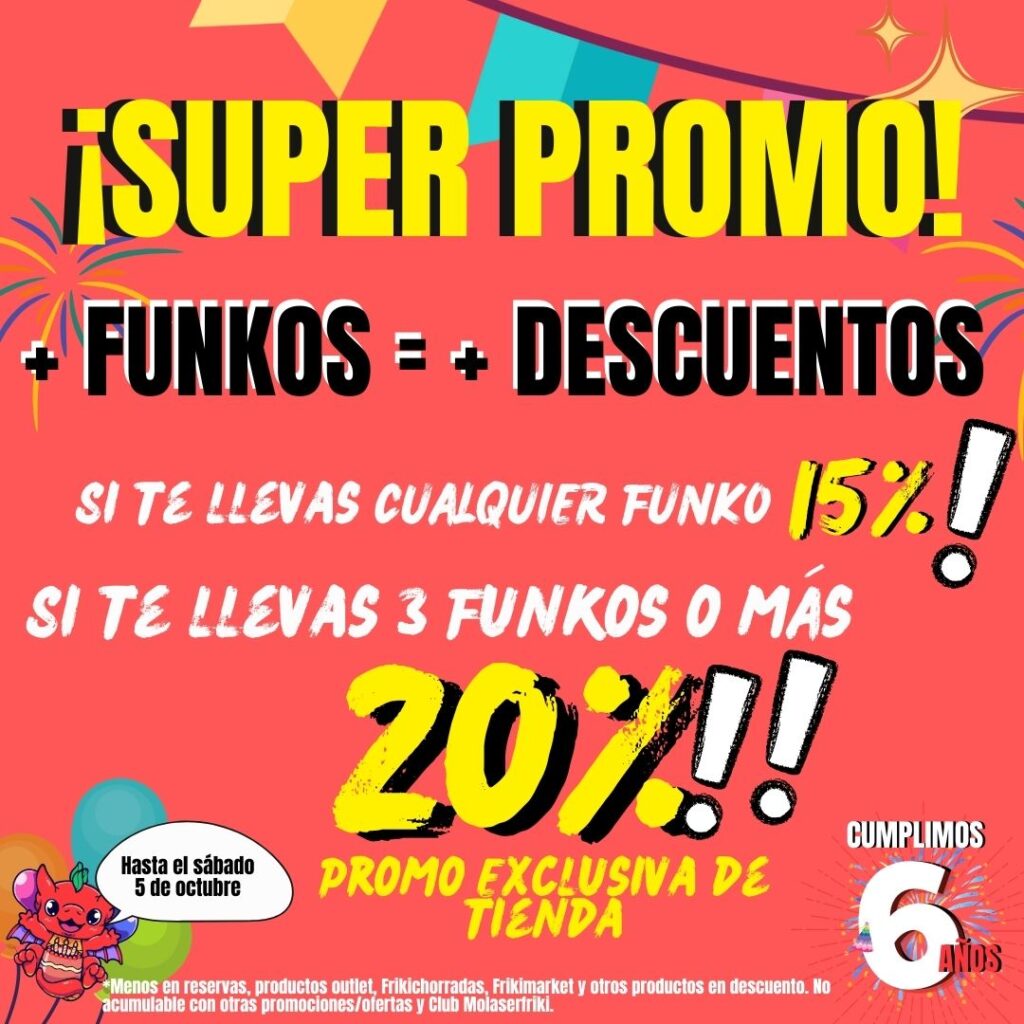 Promo aniversario: Hasta 20% dto en Funkos en tiendas frikis